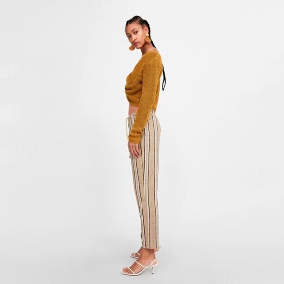 EUC Zara pinstripe pattern casual pants, L - Picture 3 of 6